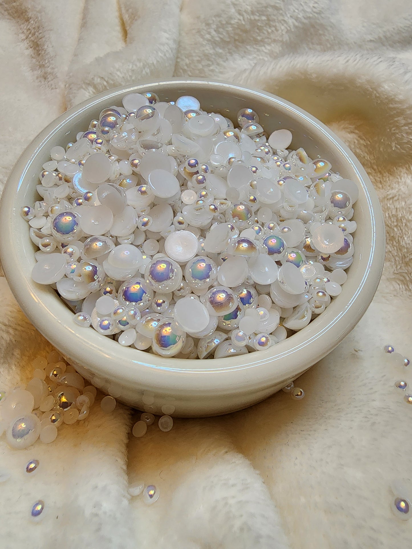 White AB Mix Halfback Pearls - Non Hotfix - Flatback - Resin