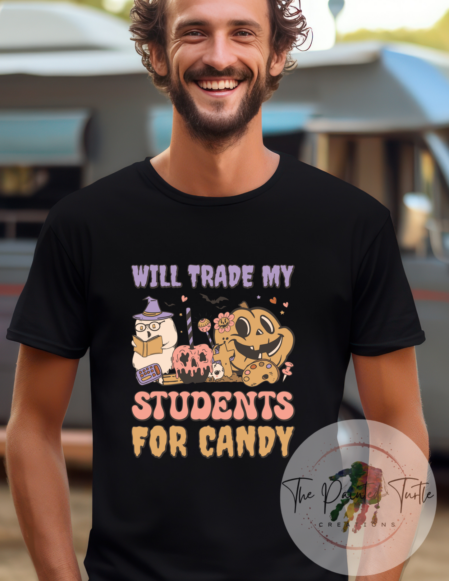 will trade my students for candy halloween ghost pumpkin sublimation shirt