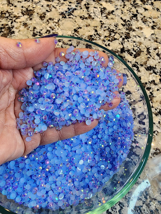 Light Blue AB Jelly Rhinestones - Non Hotfix - Flatback - Resin