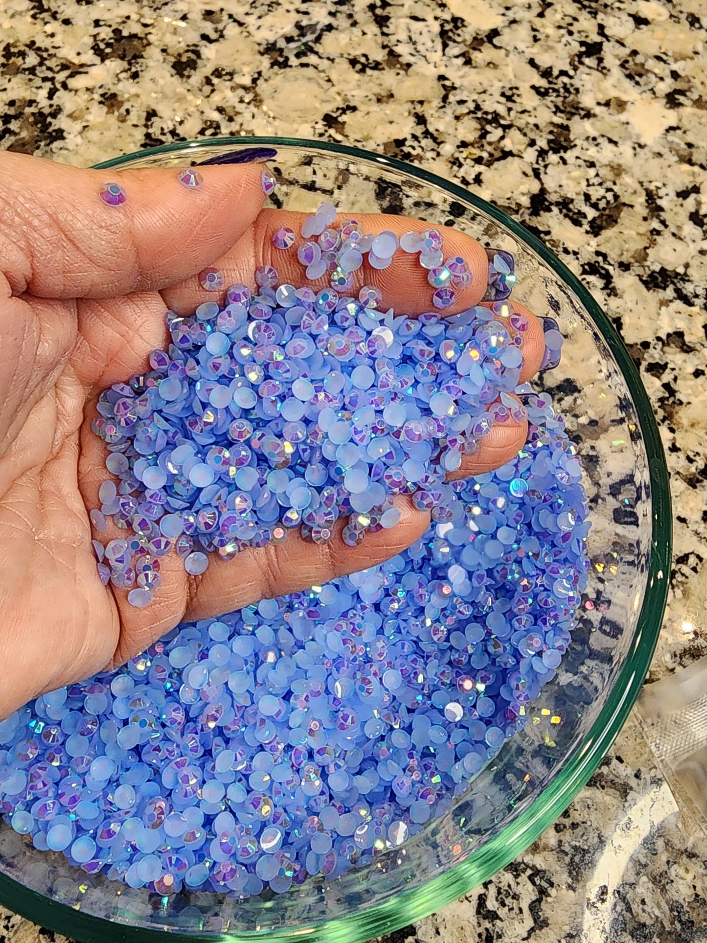 Light Blue AB Jelly Rhinestones - Non Hotfix - Flatback - Resin