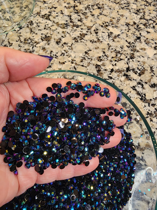 Jet Black AB Jelly Rhinestones - Non Hotfix - Flatback - Resin