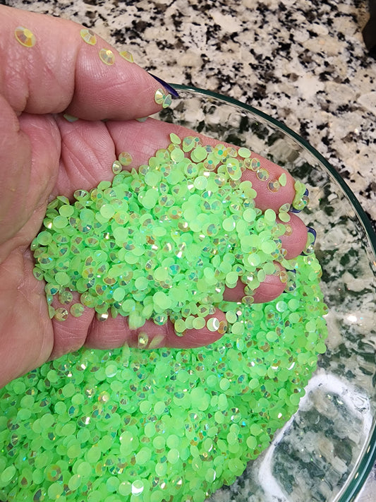 Peridot/Light Green AB Jelly Rhinestones - Non Hotfix - Flatback - Resin