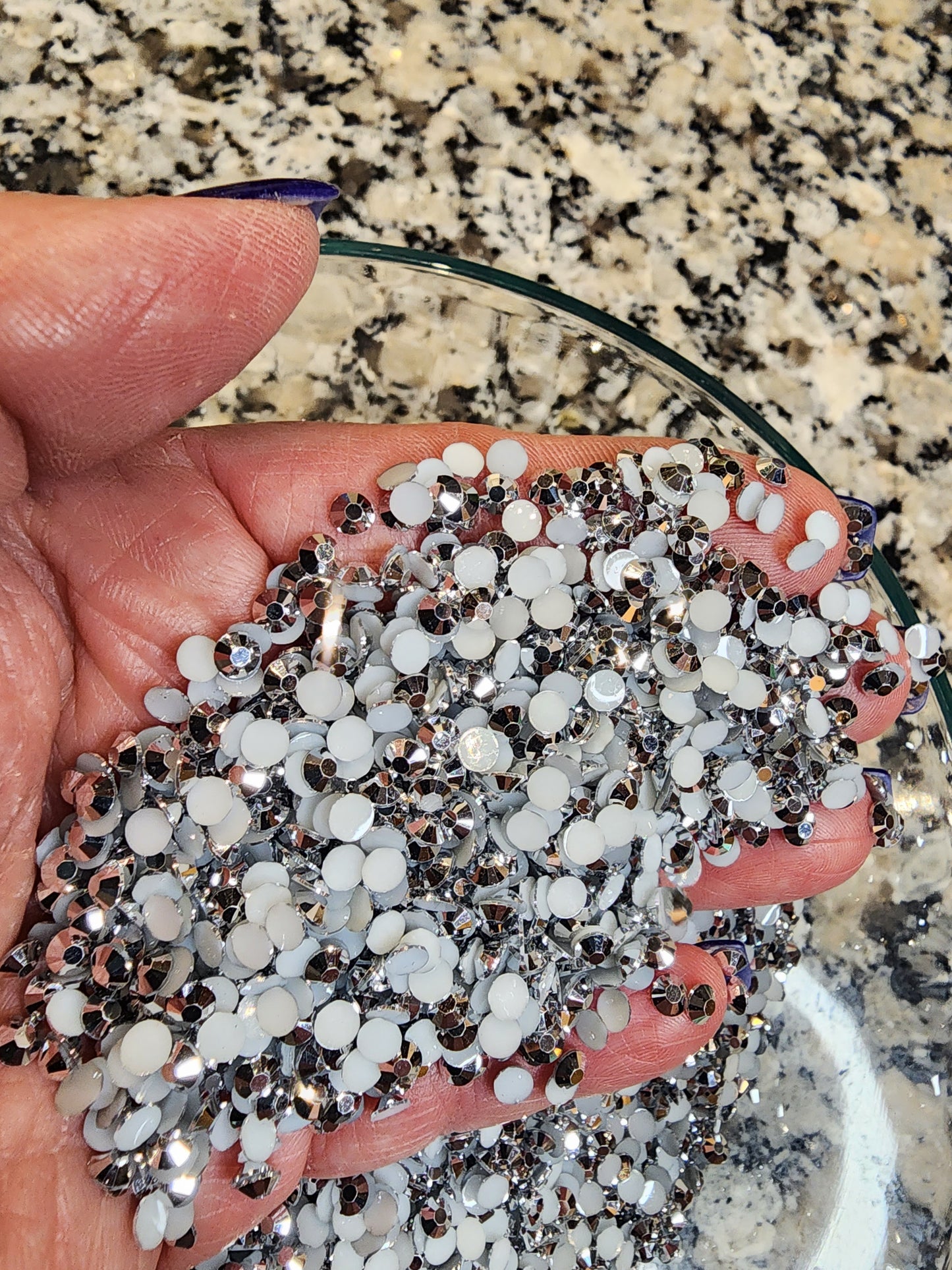 Silver Jelly Rhinestones - Non Hotfix - Flatback - Resin