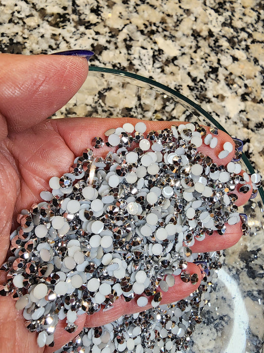 Silver Jelly Rhinestones - Non Hotfix - Flatback - Resin