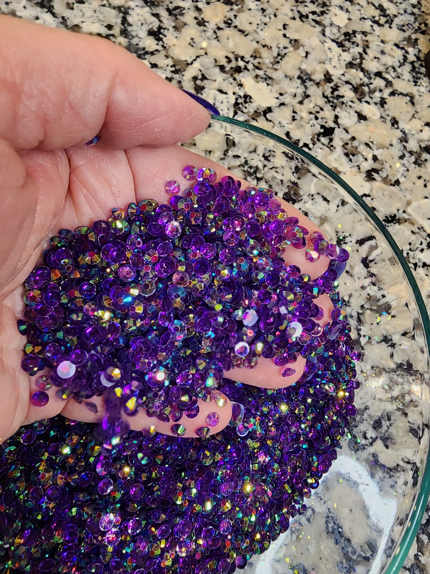 Purple AB Rhinestones - Non Hotfix - Flatback - Transparent