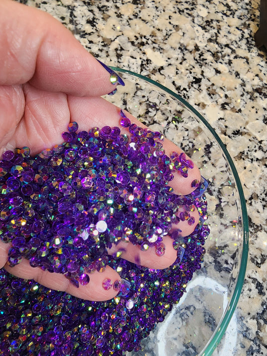 Purple AB Rhinestones - Non Hotfix - Flatback - Transparent