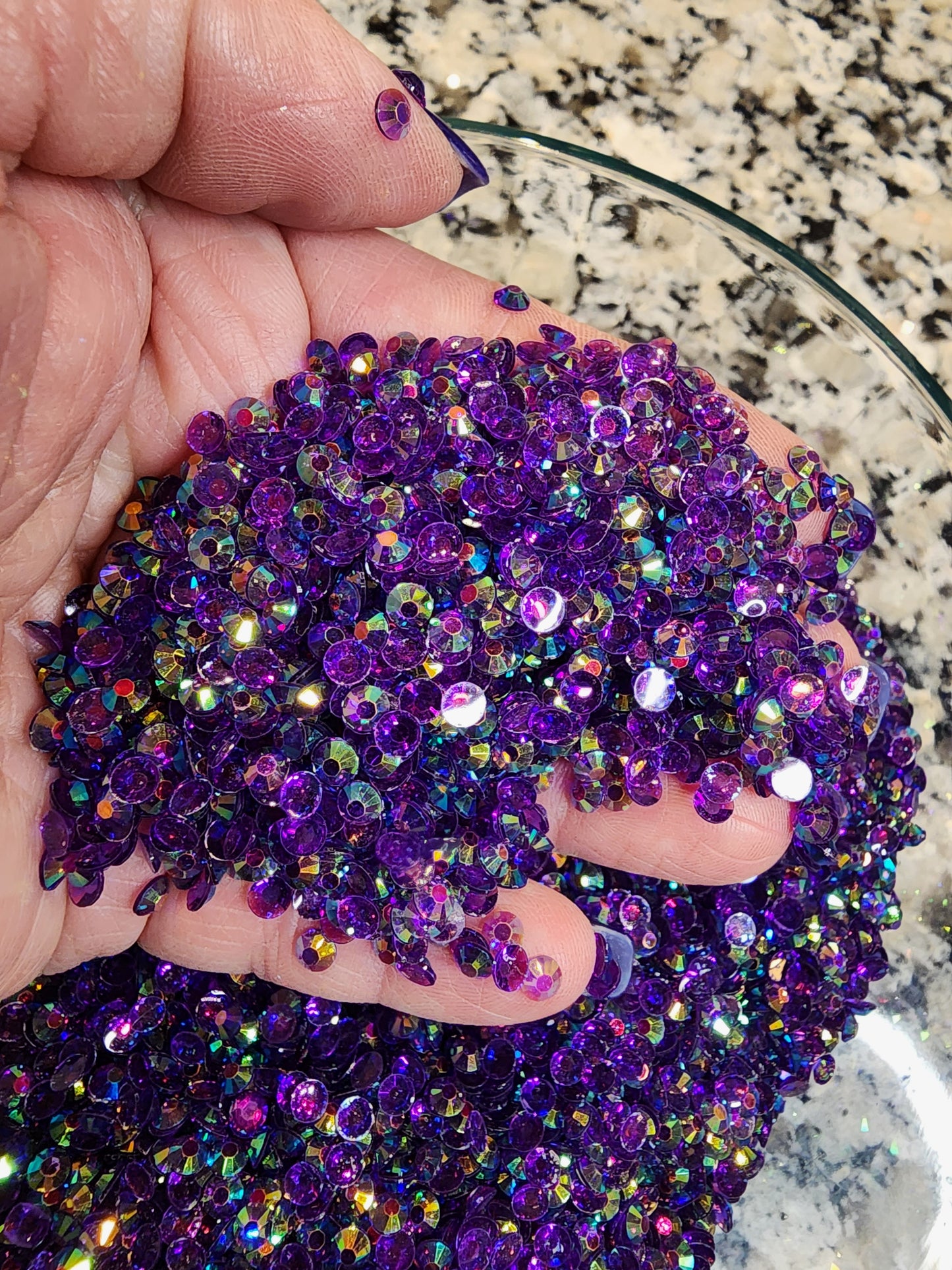 Purple AB Rhinestones - Non Hotfix - Flatback - Transparent
