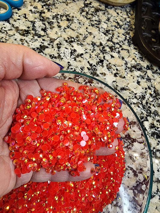 Light Siam AB Jelly Rhinestones - Non Hotfix - Flatback - Resin