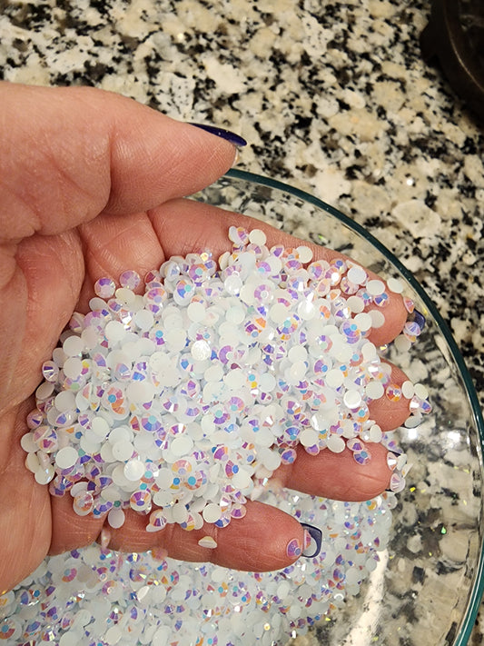 White AB Jelly Rhinestones - Non Hotfix - Flatback - Resin