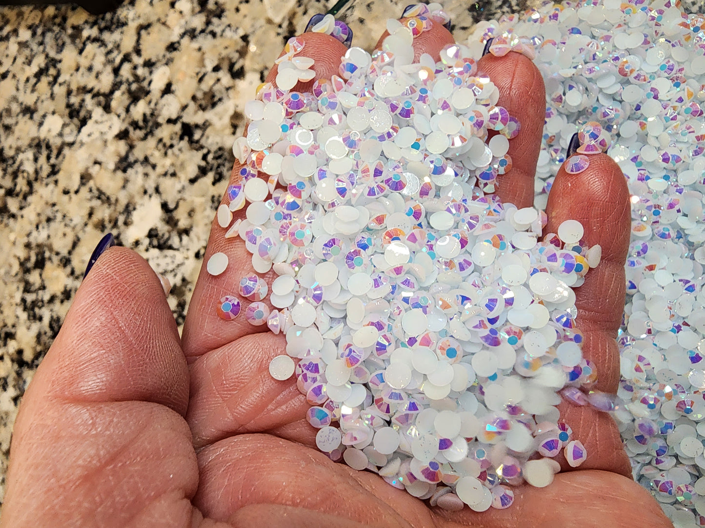 White AB Jelly Rhinestones - Non Hotfix - Flatback - Resin