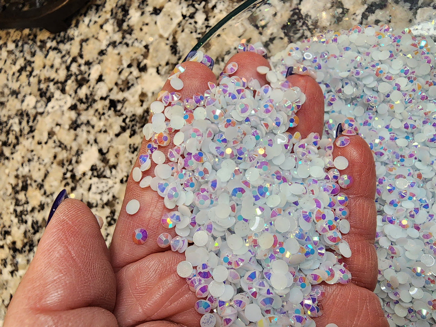 White AB Jelly Rhinestones - Non Hotfix - Flatback - Resin