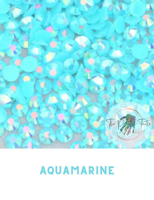 Aquamarine AB Jelly Rhinestones - Non Hotfix - Flatback - Resin