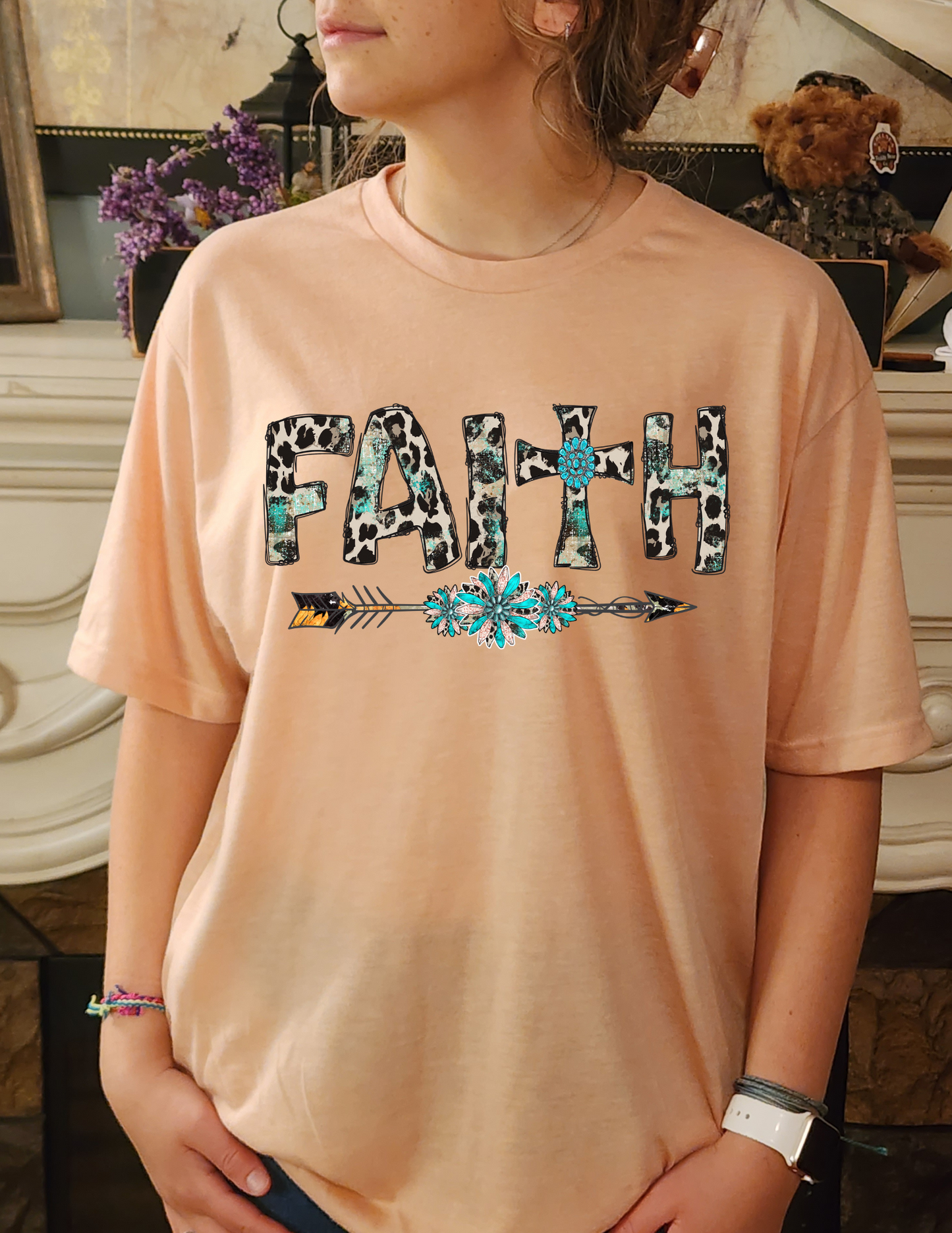 Faith - Western Arrow- Turquoise Cheetah -Sublimation Shirt