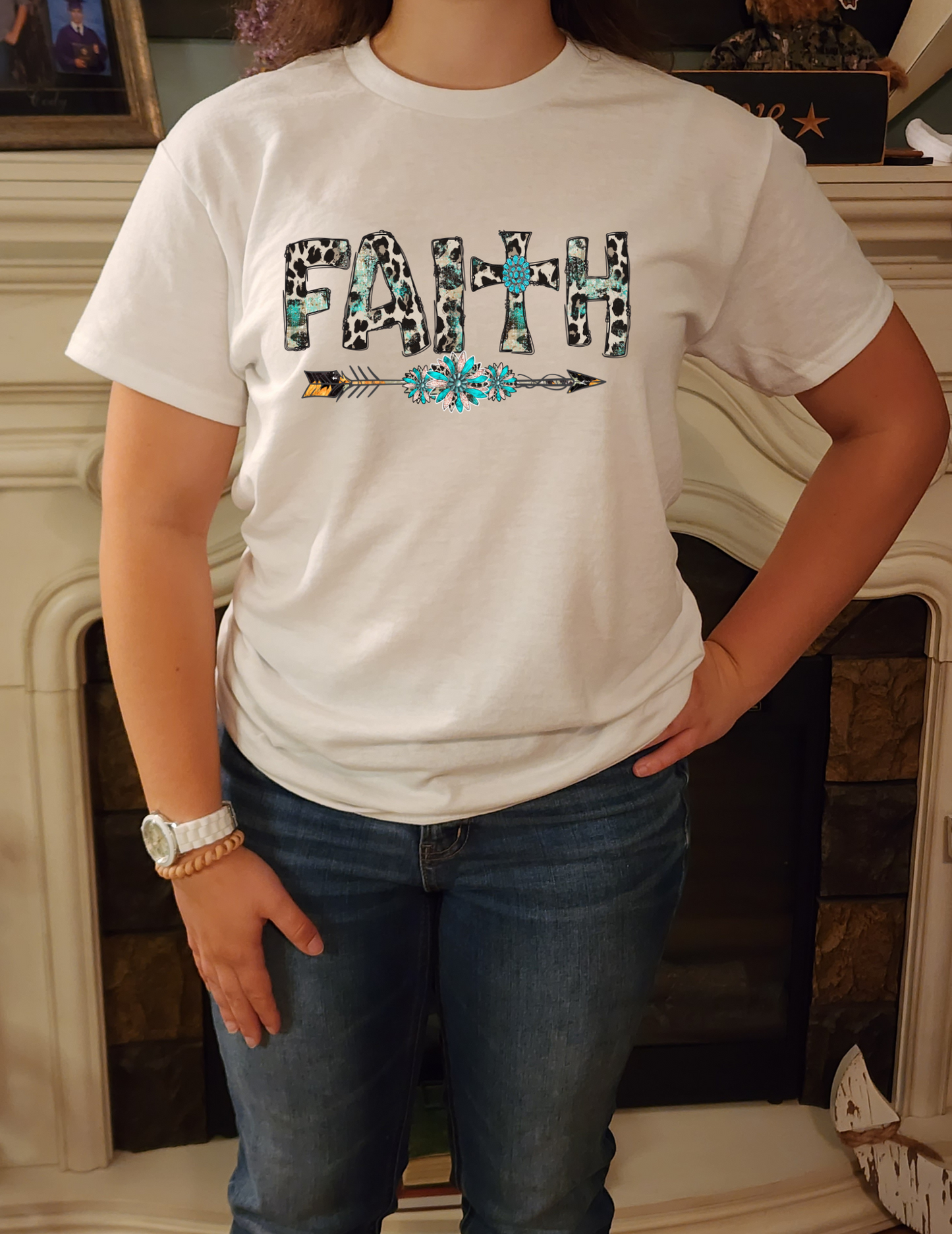 Faith - Western Arrow- Turquoise Cheetah -Sublimation Shirt