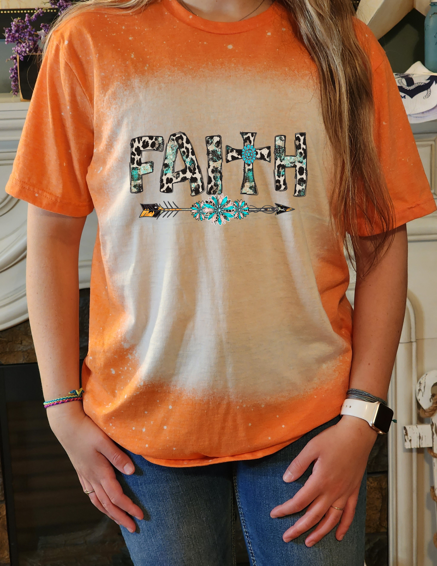 Faith - Western Arrow- Turquoise Cheetah -Sublimation Shirt