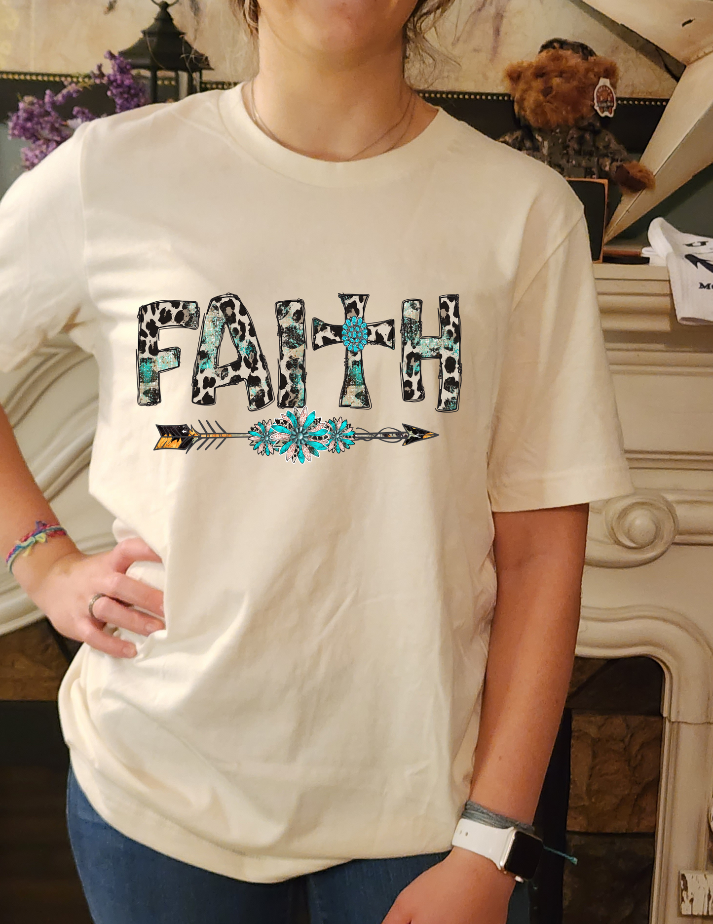 Faith - Western Arrow- Turquoise Cheetah -Sublimation Shirt
