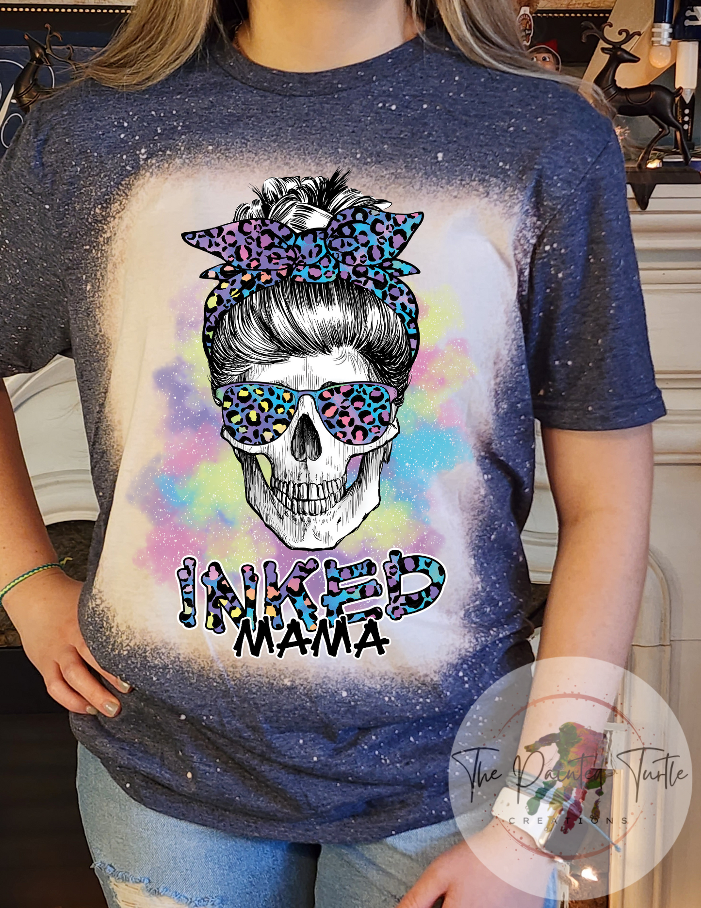 Inked Mama Skeleton Messy Bun- Sublimation Shirt