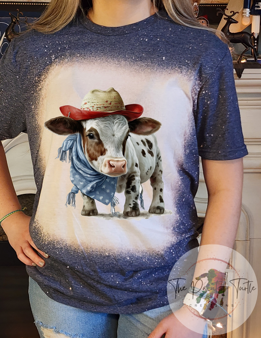 Cow - Baby Cow - Red Rider Hat - Pot Belly-Sublimation Shirt