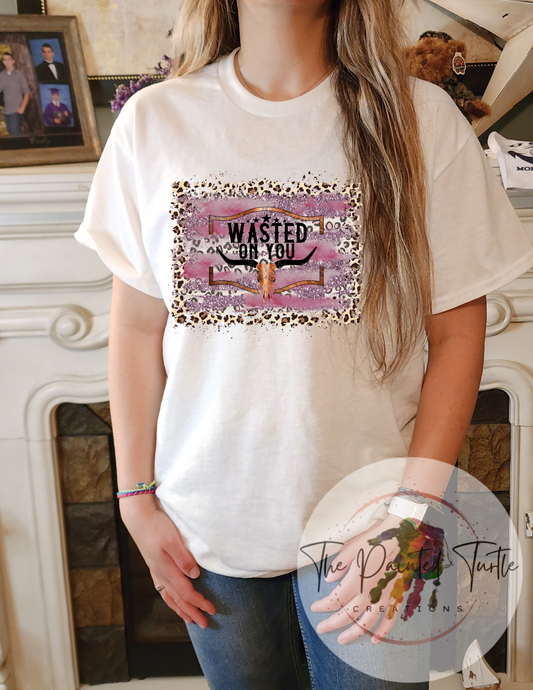 Wasted On You Pink Cheetah - Sublimation Shirt