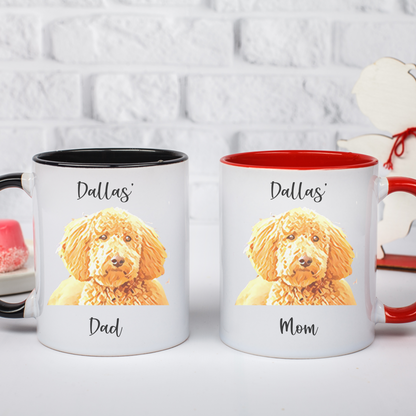 Custom 11oz Mug From Photo, Valentine's Gift For Pet Parents, Dog Lover Gift, Cat Lover Gift, Pet Portrait, Pet Painting, Coffee Mug, Dog Dad Gift, Cat Dad