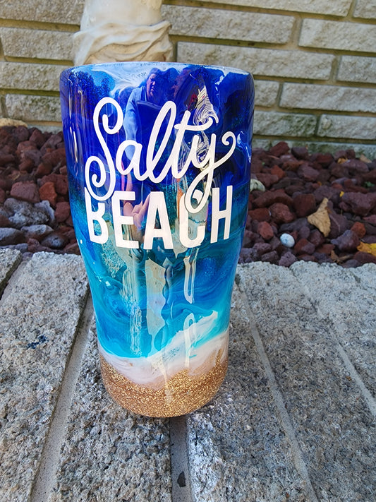 salty beach ocean waves stainless steel epoxy resin tumbler