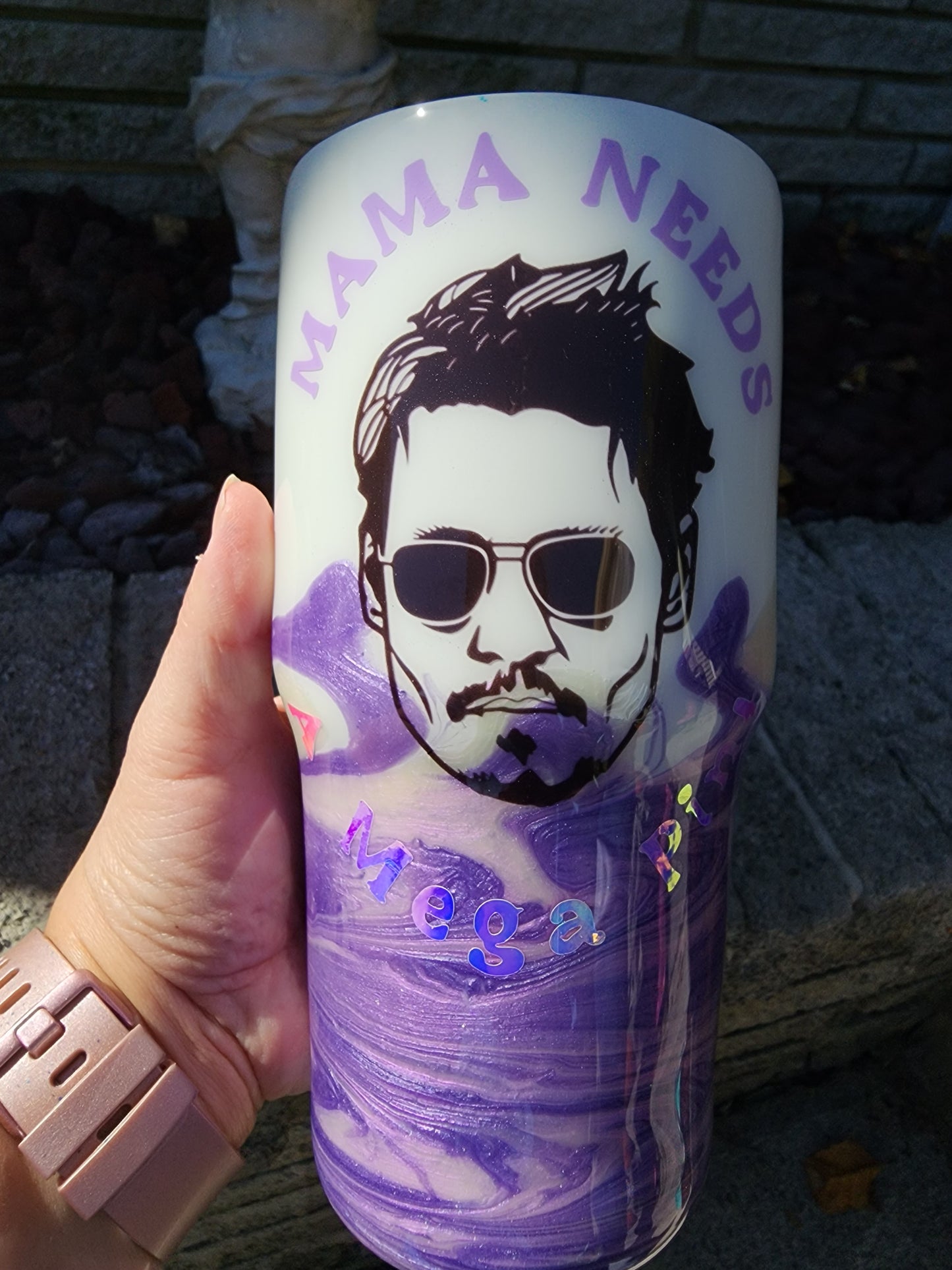 johnny depp inspired mama needs a mega pint amber heard gossip stainless steel tumbler