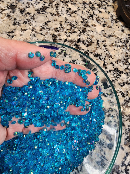 Blue AB Rhinestones - Non Hotfix - Flatback - Transparent