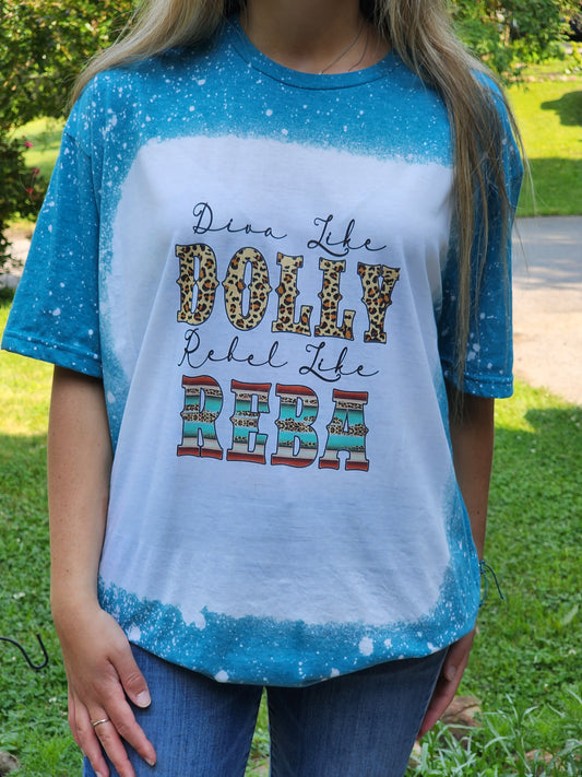 diva like dolly rebel like reba sublimation shirt