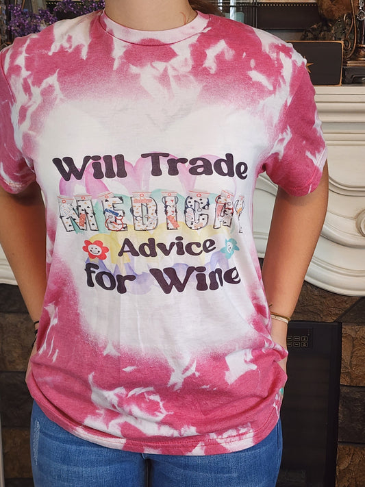 nursing nurse will trade medical advice for wine sublimation shirt