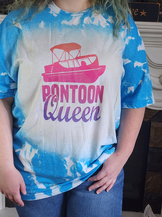 pontoon queen sublimation shirt in galapagos blue