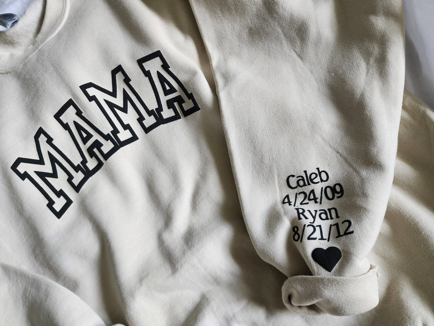 Personalized Mama Sweatshirt with Kids Names on Sleeve - New Mom Gift - Christmas Gift - Birthday Gift for Mom - Minimalist Cool Mom Sweatshirt - Mothers Day Gift - Gift for Her