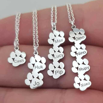 Paw Print Name Necklace, Paw Necklace, Dog Paw Necklace, Gift for Pet Moms, Pet Memorial Gift, Gift For Her, Mother's day gift