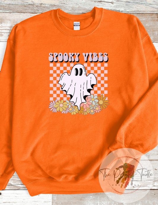 spooky vibes ghost checkerboard halloween sublimation shirt