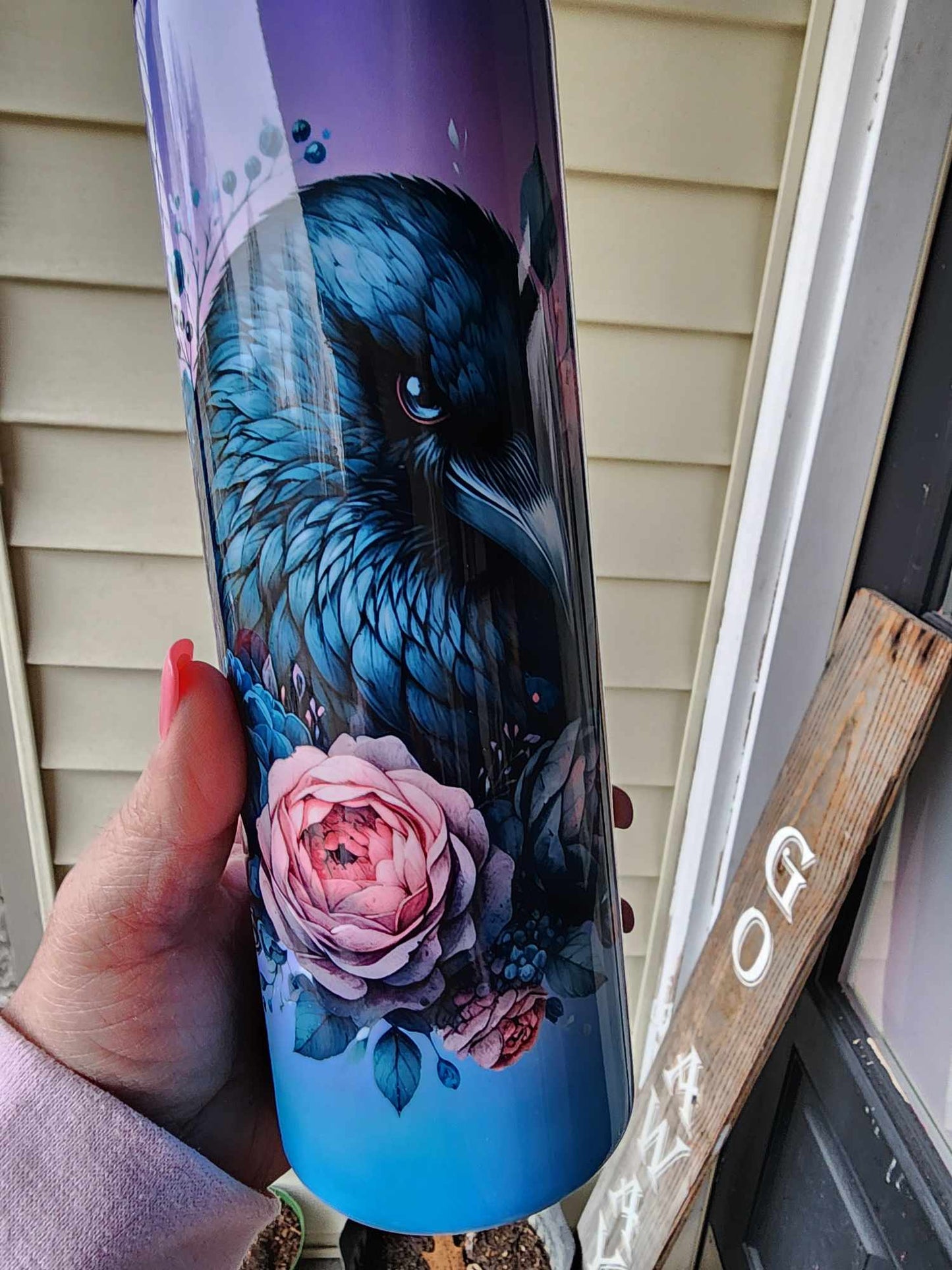 Custom Raven Purple Pink Sky Sublimation Tumbler