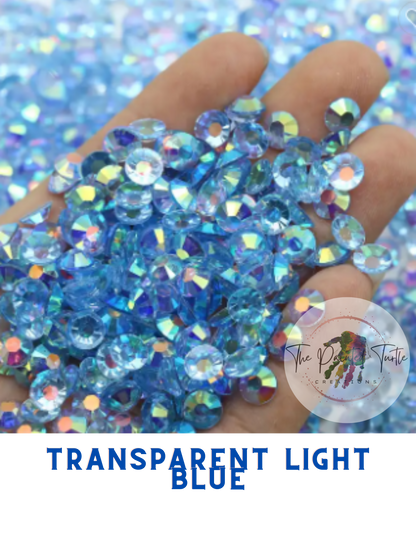 Blue AB Rhinestones - Non Hotfix - Flatback - Transparent