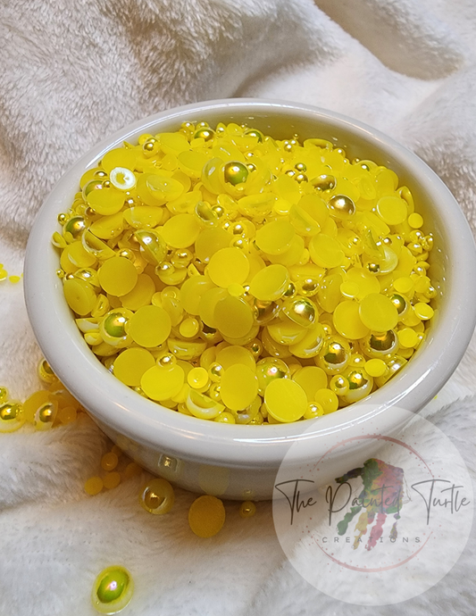 lemon yellow ab halfback pearls mix non hotfix flatback rhinestones