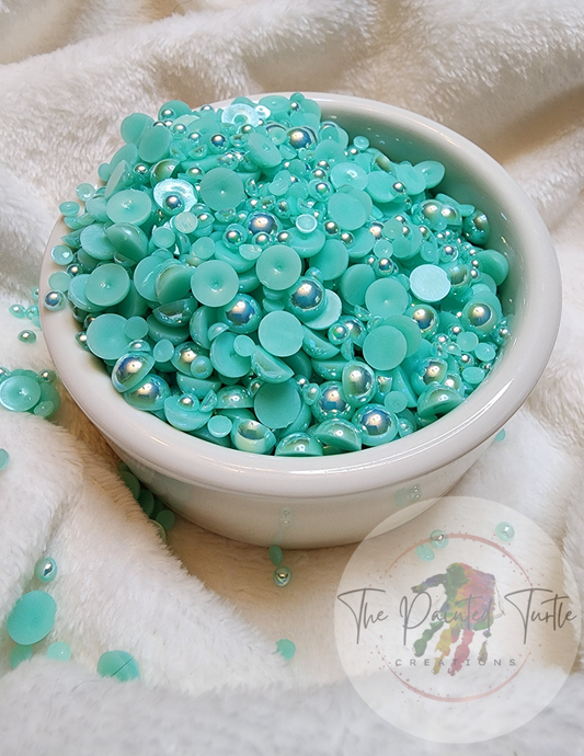 mint green ab halfback pearls mix non hotfix flatback crafting pearls