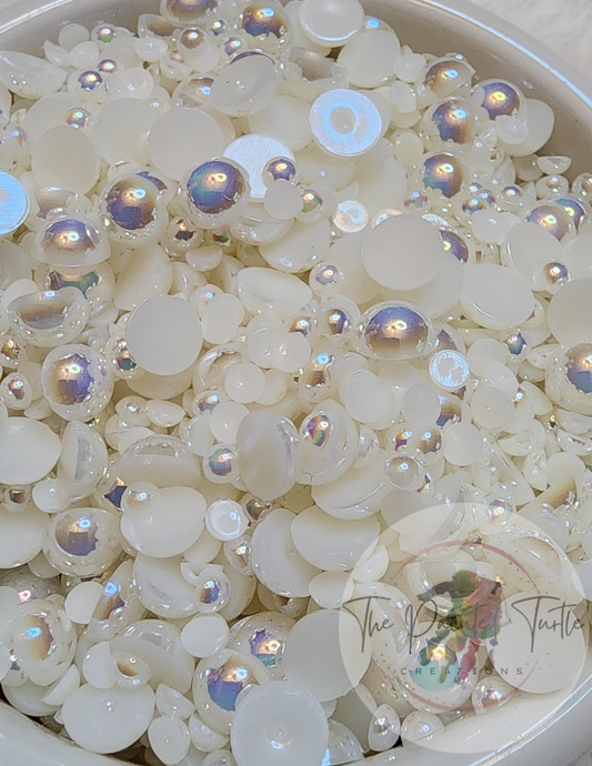 rice white ab halfback pearls mix non hotfix flatback crafting pearls