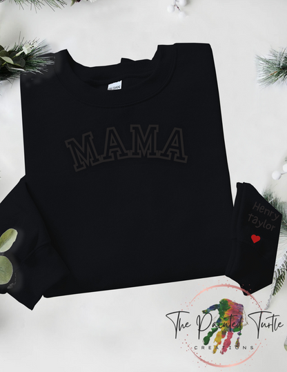 Personalized Mama Sweatshirt with Kids Names on Sleeve - New Mom Gift - Christmas Gift - Birthday Gift for Mom - Minimalist Cool Mom Sweatshirt - Mothers Day Gift - Gift for Her