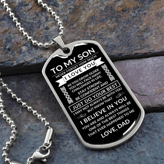 to my son, personalized dog tag, dog tag necklace, custom dog tag, from dad, gift for him, gift for son, men's jewelry