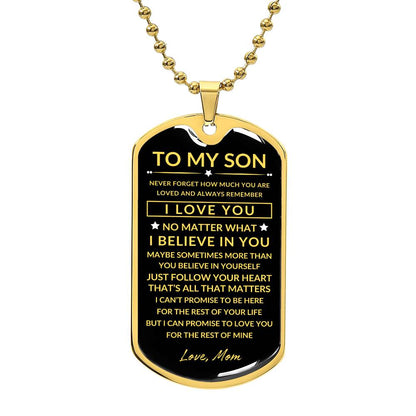 To My Son - Personalized Dog Tag - Necklace - Ball Chain Necklace - Gift for Son - Gift from Mom - Men's Jewelry