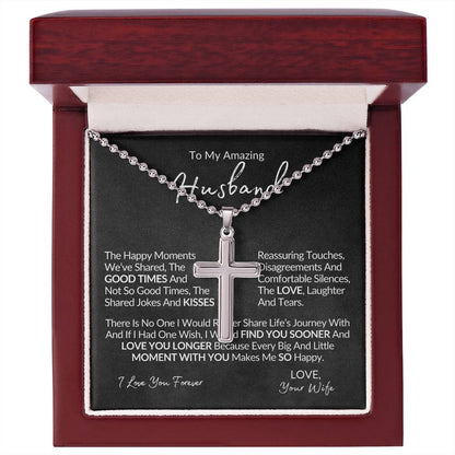 cross necklace, faith necklace, cross necklace for him, husband gift, mens gifts, mens jewelry, mens, ball chain necklace, cross necklace