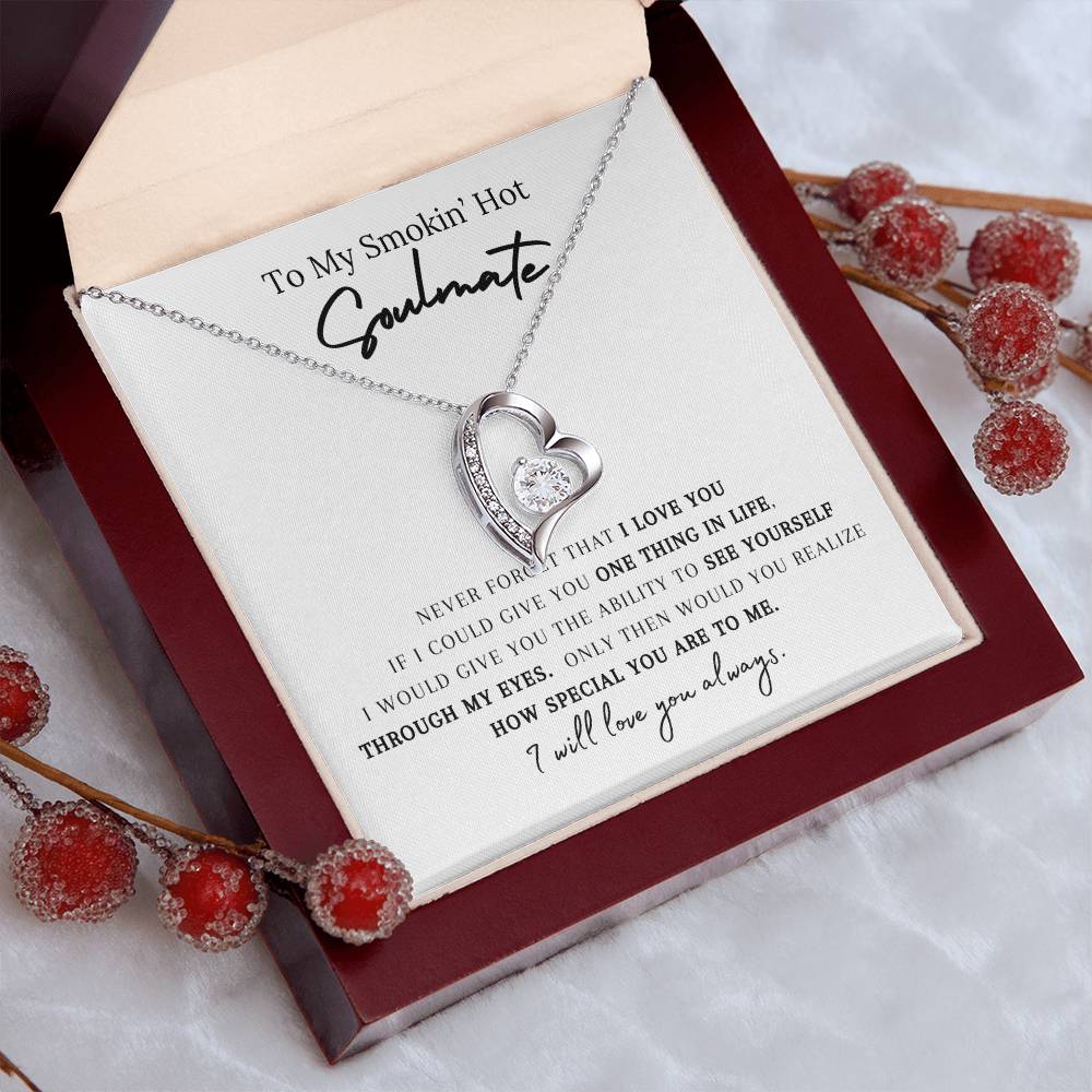 to my smokin' hot soulmate, anniversary gift, gift for him, gift for her, soulmate, heart pendant, heart necklace