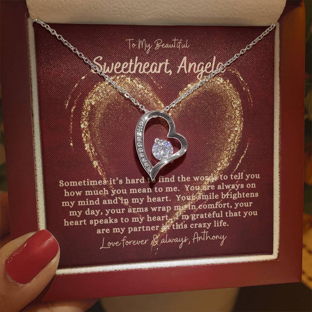 Valentine's Gift - Gift for My Beautiful Sweetheart, Customizable, Personalized Heart Pendant Gift, Forever Love Necklace