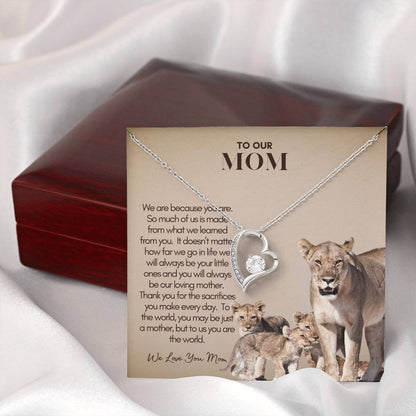 Personalized Mom Gift, Personalized Gift for Mom, Custom Gift for Mom, Necklace Pendant, Gift for Mom from Three Children, Lion Mama with Cubs Message Card, Mother's Day Gift