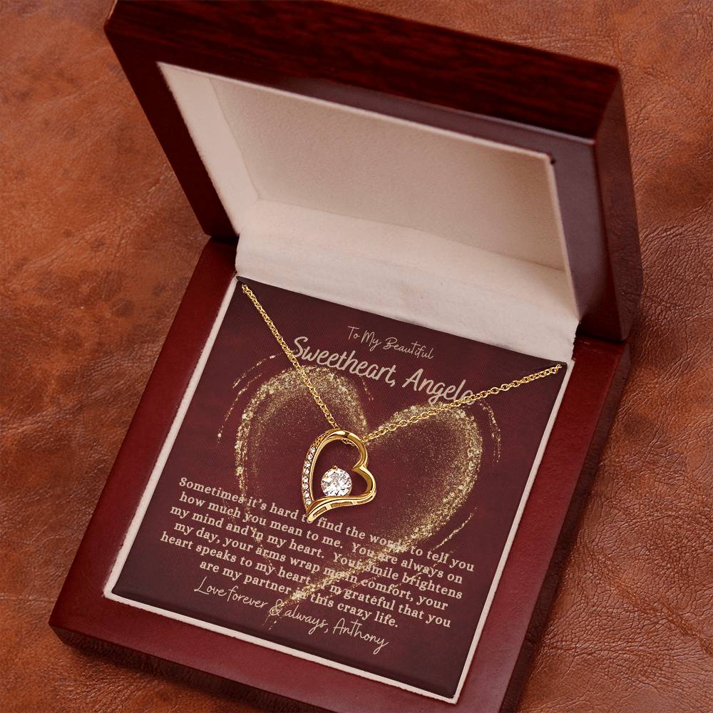 Valentine's Gift - Gift for My Beautiful Sweetheart, Customizable, Personalized Heart Pendant Gift, Forever Love Necklace