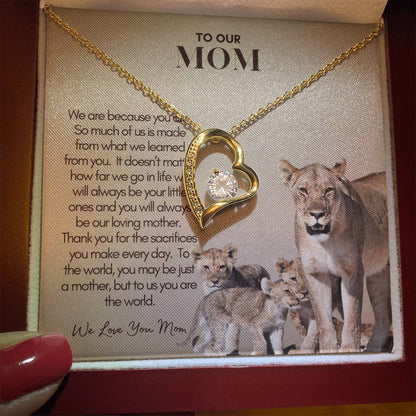 Personalized Mom Gift, Personalized Gift for Mom, Custom Gift for Mom, Necklace Pendant, Gift for Mom from Three Children, Lion Mama with Cubs Message Card, Mother's Day Gift