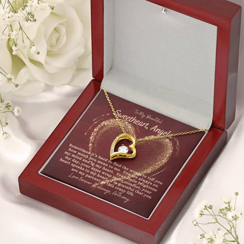 Valentine's Gift - Gift for My Beautiful Sweetheart, Customizable, Personalized Heart Pendant Gift, Forever Love Necklace