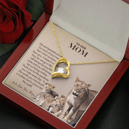 Personalized Mom Gift, Personalized Gift for Mom, Custom Gift for Mom, Necklace Pendant, Gift for Mom from Three Children, Lion Mama with Cubs Message Card, Mother's Day Gift