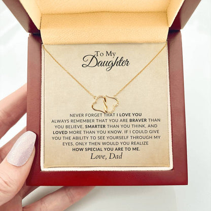 10K Solid Yellow Gold Heart Necklace for Daughter - Gift for Daughter - Gift from Dad - Diamond Necklace